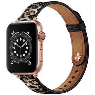 14mm Couple Style Leather Watch Band For Apple Watch Series 9&8&7 41mm / SE 3&SE 2&6&SE&5&4 40mm / 3&2&1 38mm(Leopard Print)