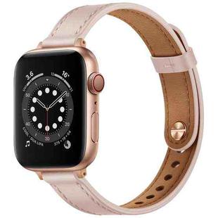 14mm Couple Style Leather Watch Band For Apple Watch Series 9&8&7 41mm / SE 3&SE 2&6&SE&5&4 40mm / 3&2&1 38mm(Pink Sand)