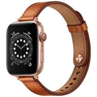 14mm Couple Style Leather Watch Band For Apple Watch Ultra 49mm / Series 8&7 45mm / SE 2&6&SE&5&4 44mm / 3&2&1 42mm(Semi-oiled Rose Gold Buckle)