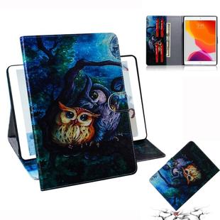 For  iPad 10.2 / 10.5 / Air 2019 3D Colored Drawing Horizontal Flip Leather Case with Holder & Card Slots & Wallet(Oil Painting Owl)