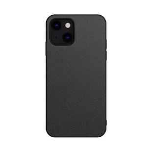 For iPhone 13 mini Plain Skin Leather Phone Case (Black)