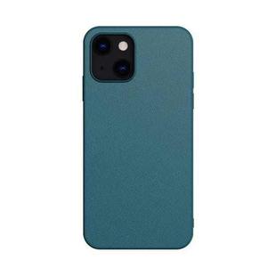 For iPhone 13 mini Plain Skin Leather Phone Case (Deep Green)