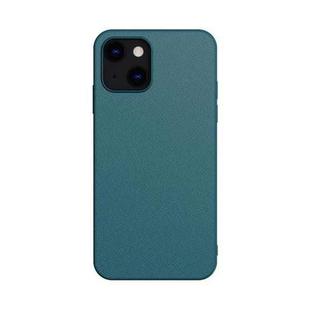 For iPhone 13 Pro Plain Skin Leather Phone Case (Deep Green)