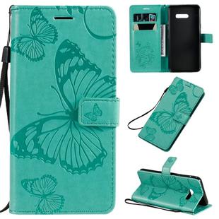For LG G8X Pressed Printing Butterfly Pattern Horizontal Flip PU Leather Case with Holder & Card Slots & Wallet & Lanyard(Green)