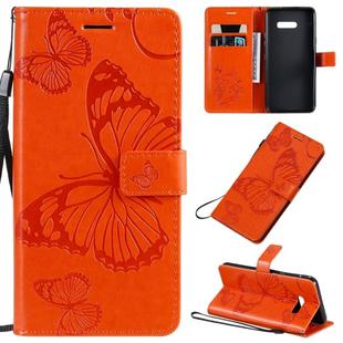 For LG G8X Pressed Printing Butterfly Pattern Horizontal Flip PU Leather Case with Holder & Card Slots & Wallet & Lanyard(Orange)