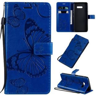 For LG G8X Pressed Printing Butterfly Pattern Horizontal Flip PU Leather Case with Holder & Card Slots & Wallet & Lanyard(Blue)