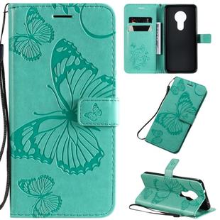 For Nokia 7.2 Pressed Printing Butterfly Pattern Horizontal Flip PU Leather Case with Holder & Card Slots & Wallet & Lanyard(Green)