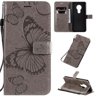 For Nokia 7.2 Pressed Printing Butterfly Pattern Horizontal Flip PU Leather Case with Holder & Card Slots & Wallet & Lanyard(Gray)