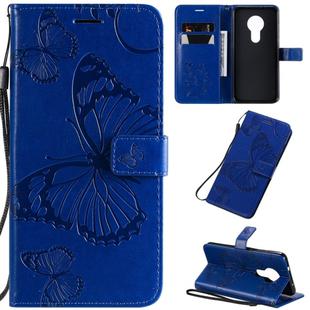 For Nokia 7.2 Pressed Printing Butterfly Pattern Horizontal Flip PU Leather Case with Holder & Card Slots & Wallet & Lanyard(Blue)