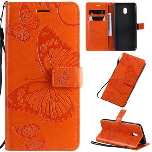 For Xiaomi Redmi 8A Pressed Printing Butterfly Pattern Horizontal Flip PU Leather Case with Holder & Card Slots & Wallet & Lanyard(Orange)