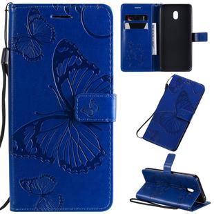 For Xiaomi Redmi 8A Pressed Printing Butterfly Pattern Horizontal Flip PU Leather Case with Holder & Card Slots & Wallet & Lanyard(Blue)
