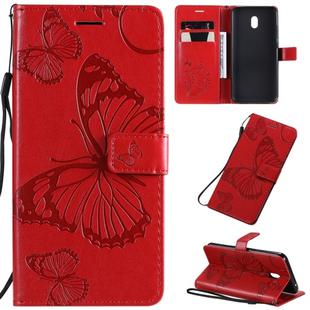 For Xiaomi Redmi 8A Pressed Printing Butterfly Pattern Horizontal Flip PU Leather Case with Holder & Card Slots & Wallet & Lanyard(Red)