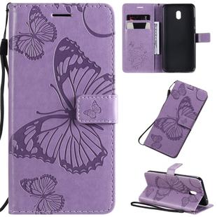 For Xiaomi Redmi 8A Pressed Printing Butterfly Pattern Horizontal Flip PU Leather Case with Holder & Card Slots & Wallet & Lanyard(Purple)