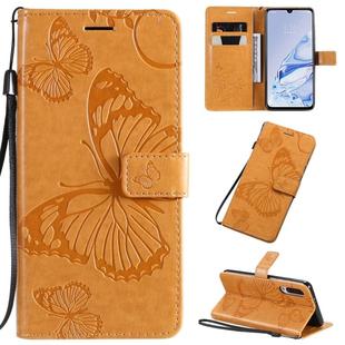 For Xiaomi Mi 9 Pro Pressed Printing Butterfly Pattern Horizontal Flip PU Leather Case with Holder & Card Slots & Wallet & Lanyard(Yellow)