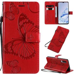 For Xiaomi Mi 9 Pro Pressed Printing Butterfly Pattern Horizontal Flip PU Leather Case with Holder & Card Slots & Wallet & Lanyard(Red)