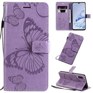 For Xiaomi Mi 9 Pro Pressed Printing Butterfly Pattern Horizontal Flip PU Leather Case with Holder & Card Slots & Wallet & Lanyard(Purple)