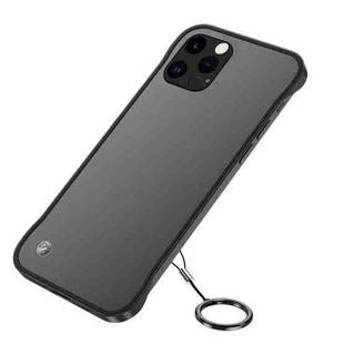Frosted Soft Four-corner Shockproof Case with Finger Ring Strap & Metal Lens Cover For iPhone 13 Pro Max(Black)