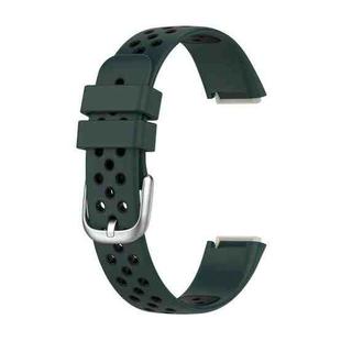 For Fitbit Luxe Two-color Silicone Watch Band(Olive Green Black)