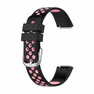 For Fitbit Luxe Two-color Silicone Watch Band(Black Pink)