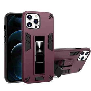 For iPhone 13 2 in 1 PC + TPU Shockproof Protective Case with Invisible Holder(Wine Red)