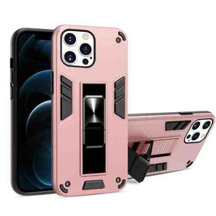 For iPhone 13 2 in 1 PC + TPU Shockproof Protective Case with Invisible Holder(Rose Gold)