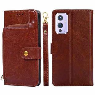 Zipper Bag PU + TPU Horizontal Flip Leather Case with Holder & Card Slot & Wallet & Lanyard For OnePlus 9(Brown)