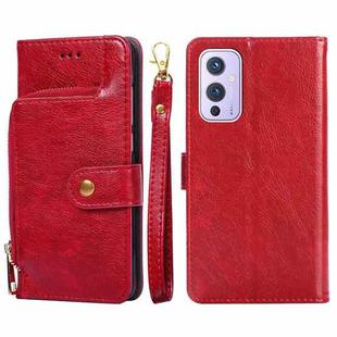 Zipper Bag PU + TPU Horizontal Flip Leather Case with Holder & Card Slot & Wallet & Lanyard For OnePlus 9(Red)