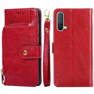 Zipper Bag PU + TPU Horizontal Flip Leather Case with Holder & Card Slot & Wallet & Lanyard For OnePlus Nord CE 5G(Red)