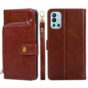 Zipper Bag PU + TPU Horizontal Flip Leather Case with Holder & Card Slot & Wallet & Lanyard For OnePlus 9R(Brown)