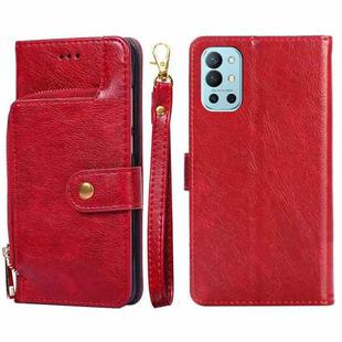 Zipper Bag PU + TPU Horizontal Flip Leather Case with Holder & Card Slot & Wallet & Lanyard For OnePlus 9R(Red)