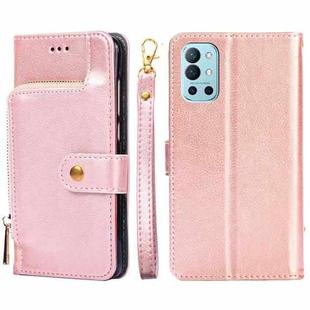 Zipper Bag PU + TPU Horizontal Flip Leather Case with Holder & Card Slot & Wallet & Lanyard For OnePlus 9R(Rose Gold)