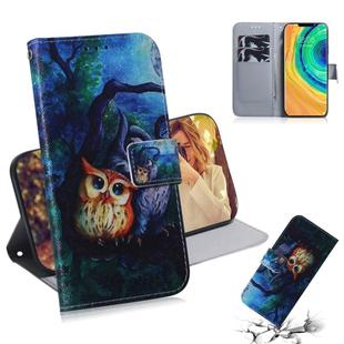 For Huawei Mate 30 Pro Coloured Drawing Pattern Horizontal Flip PU Leather Case with Holder & Card Slots & Wallet(Oil Painting Owl)