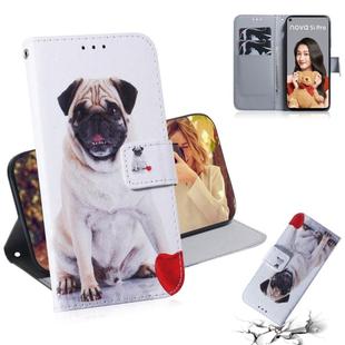 For Huawei Nova 5i Pro/Mate 30 Lite Coloured Drawing Pattern Horizontal Flip PU Leather Case with Holder & Card Slots & Wallet(Pug)