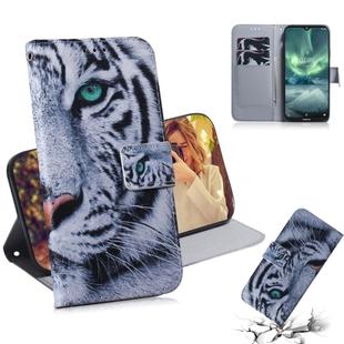 For Nokia 7.2 Coloured Drawing Pattern Horizontal Flip PU Leather Case with Holder & Card Slots & Wallet(Tiger)