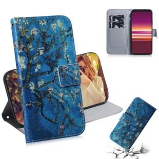 For Sony Xperia 5 Coloured Drawing Pattern Horizontal Flip PU Leather Case with Holder & Card Slots & Wallet(Apricot Flower)