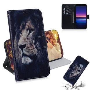 For Sony Xperia 20 Coloured Drawing Pattern Horizontal Flip PU Leather Case with Holder & Card Slots & Wallet(Lion)
