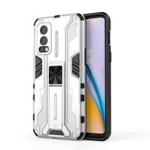 For OnePlus Nord 2 5G Supersonic PC + TPU Shock-proof Protective Case with Holder(Silver)