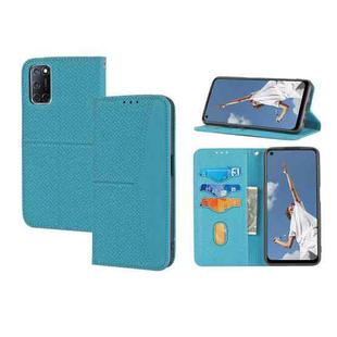 For OPPO A52 Woven Texture Stitching Magnetic Horizontal Flip PU Leather Case with Holder & Card Slots & Wallet & Lanyard(Blue)
