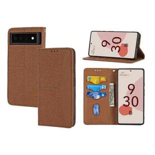 For Google Pixel 6 Woven Texture Stitching Magnetic Horizontal Flip PU Leather Case with Holder & Card Slots & Wallet & Lanyard(Brown)