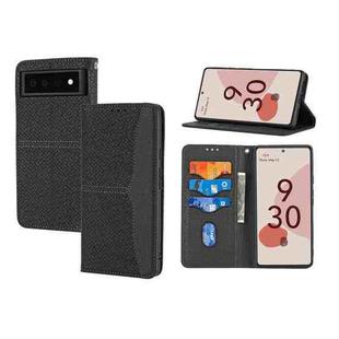 For Google Pixel 6 Woven Texture Stitching Magnetic Horizontal Flip PU Leather Case with Holder & Card Slots & Wallet & Lanyard(Black)