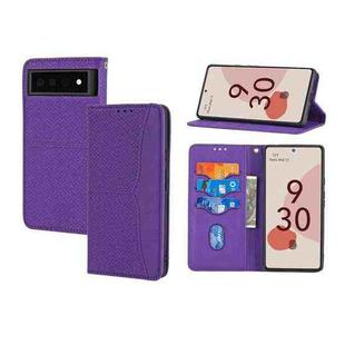 For Google Pixel 6 Pro Woven Texture Stitching Magnetic Horizontal Flip PU Leather Case with Holder & Card Slots & Wallet & Lanyard(Purple)