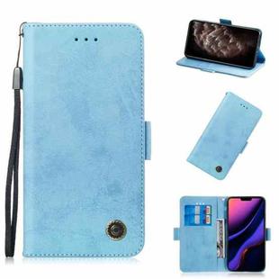 For iPhone 11 Pro Max Retro Horizontal Flip Leather Case with Card Slot & Holder(Blue)