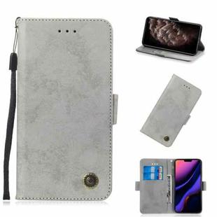 For iPhone 11 Pro Max Retro Horizontal Flip Leather Case with Card Slot & Holder(Gray)