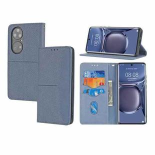 For Huawei P50 Woven Texture Stitching Magnetic Horizontal Flip PU Leather Case with Holder & Card Slots & Wallet & Lanyard(Grey)