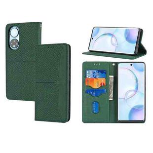 For Honor 50 Woven Texture Stitching Magnetic Horizontal Flip PU Leather Case with Holder & Card Slots & Wallet & Lanyard(Green)