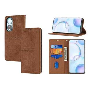 For Honor 50 Pro Woven Texture Stitching Magnetic Horizontal Flip PU Leather Case with Holder & Card Slots & Wallet & Lanyard(Brown)