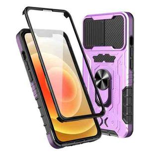 All-inclusive PC TPU Tempered Glass Film Integral Shockproof Case For iPhone 13(Purple)