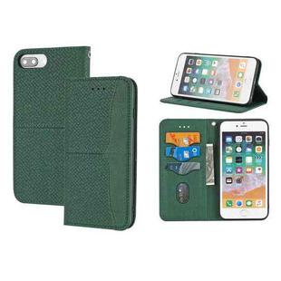 Woven Texture Stitching Magnetic Horizontal Flip PU Leather Case with Holder & Card Slots & Wallet & Lanyard For iPhone 8 Plus / 7 Plus(Green)