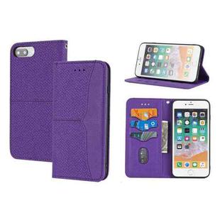 Woven Texture Stitching Magnetic Horizontal Flip PU Leather Case with Holder & Card Slots & Wallet & Lanyard For iPhone 8 Plus / 7 Plus(Purple)