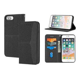Woven Texture Stitching Magnetic Horizontal Flip PU Leather Case with Holder & Card Slots & Wallet & Lanyard For iPhone 8 Plus / 7 Plus(Black)